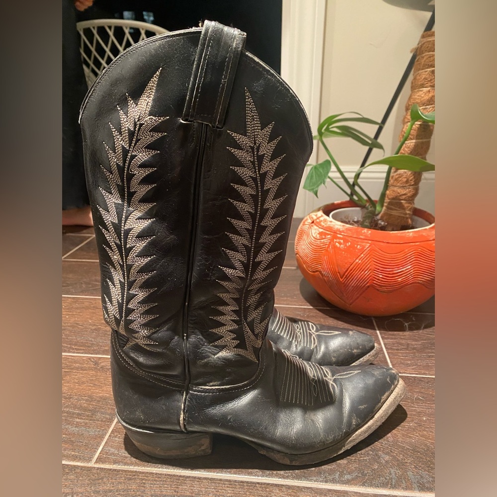 Tony Lama Western Boots- Black Leather